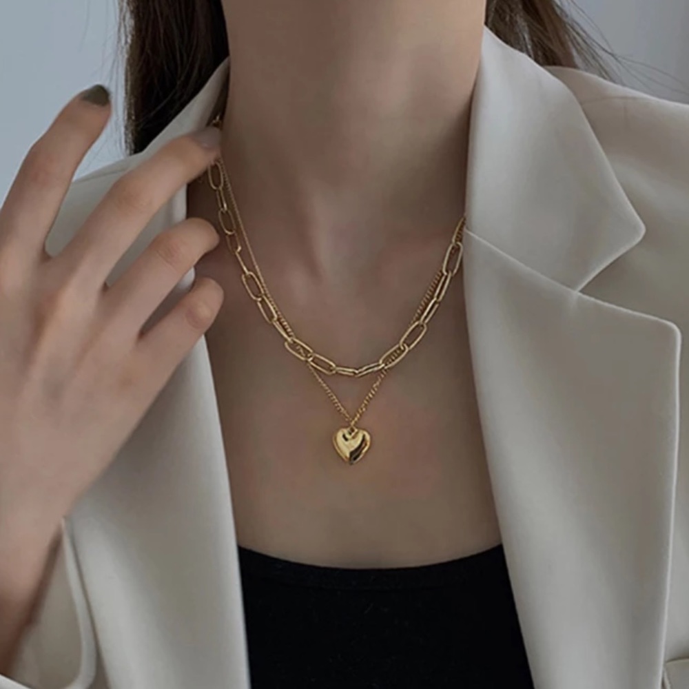 NEW 18K GOLD MULTI LAYER HEART NECKLACE, NICE NECKLACE, CUTE NECKLACE - Picture 1 of 5